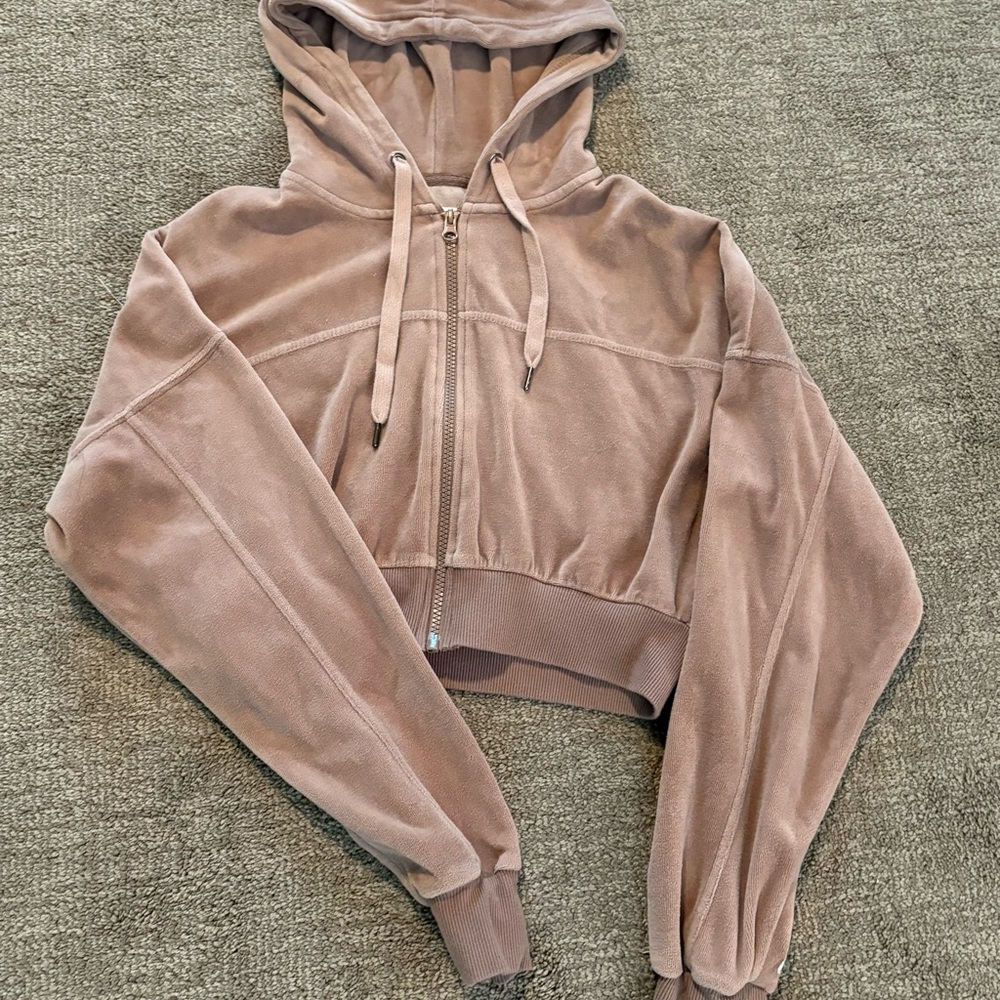 RSQ Pink Cropped Long Sleeve Hoodie